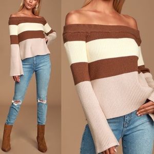🆕 Lulu’s Brown Multi Striped Sweater